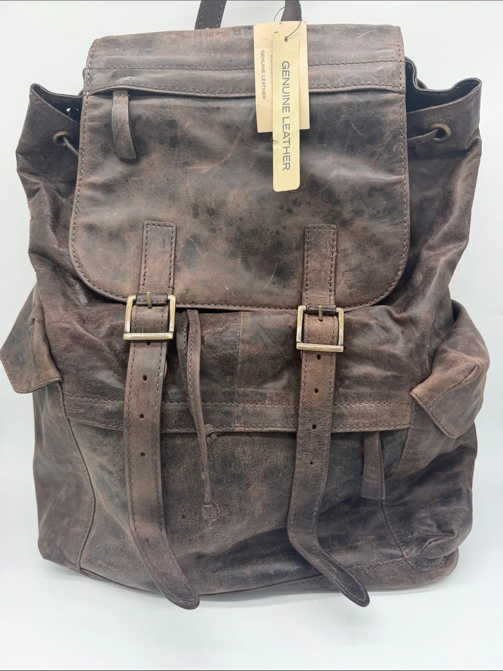 NWT Wilsons Leather Vintage Nebraska Distressed Leather Rucksack Backpack